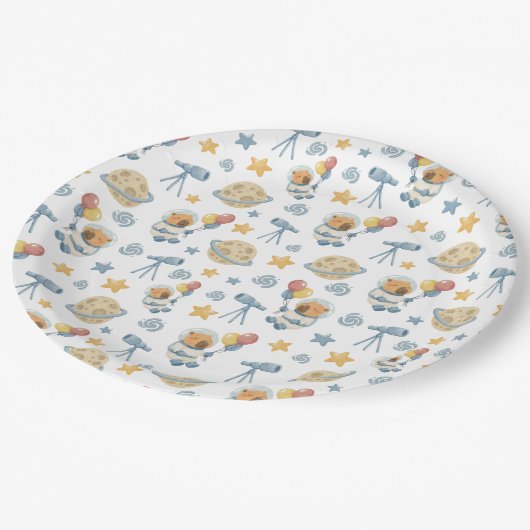 Capybara Astronaut Musterpapiere Teller (Schrägansicht)