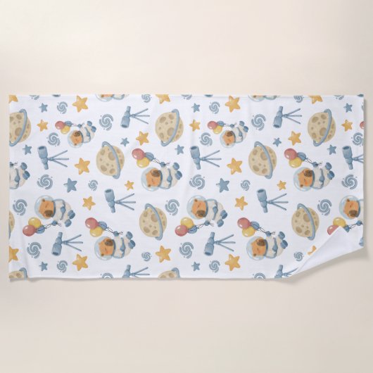 Capybara Astronaut Pattern Beach Handtuch (Vorderseite)