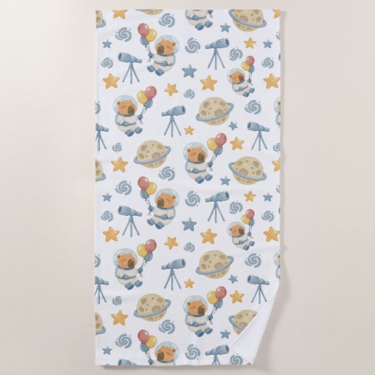 Capybara Astronaut Pattern Beach Handtuch (Vorderseite)
