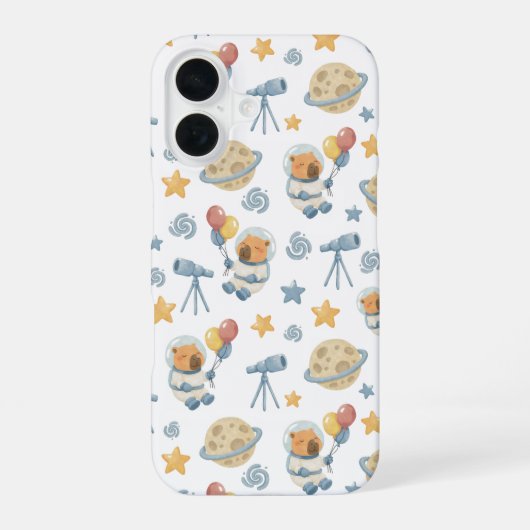 Capybara-Astronauten-Muster - iPhone 16 Hülle (Rückseite)