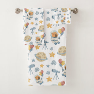 Capybara Astronautenmuster Badetuch Set