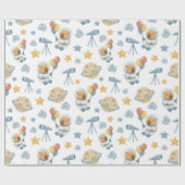 Capybara Astronautenmuster - Papierrolle Geschenkpapier (Flach)