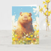 Capybara auf der Wiese Karte (Gelbe Blume)