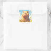 Capybara auf der Wiese Quadratischer Aufkleber (Tasche)
