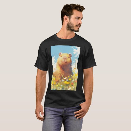 Capybara auf der Wiese T-Shirt (Vorne ganz)