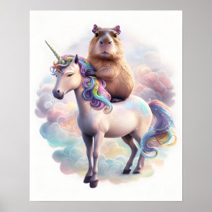Capybara auf einem Einhorn Poster – Magische Fanta