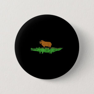 Capybara auf Krokodil Capy Alligator Nagetier Männ Button