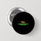 Capybara auf Krokodil Capy Alligator Nagetier Männ Button (Vorne & Hinten)