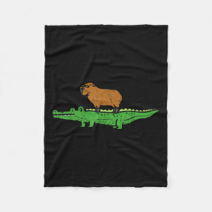 Capybara Auf Krokodil Capy Alligator Nagetier Männ Fleecedecke