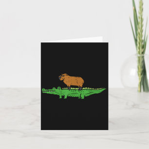 Capybara Auf Krokodil Capy Alligator Nagetier Männ Karte