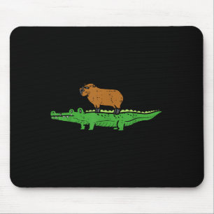Capybara Auf Krokodil Capy Alligator Nagetier Männ Mousepad