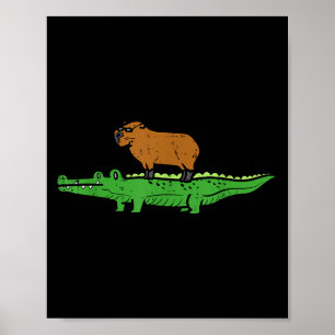 Capybara Auf Krokodil Capy Alligator Nagetier Männ Poster
