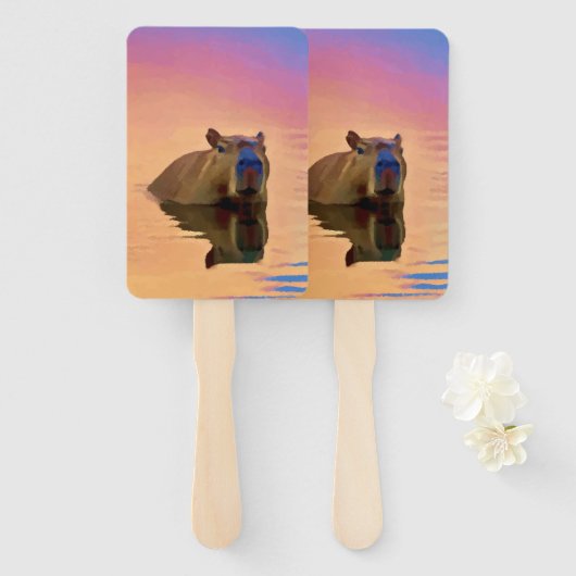 Capybara aus einem ruhigen See Fächer (Vorne und Hinten)