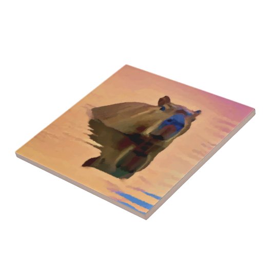 Capybara aus einem ruhigen See Fliese (Seite)