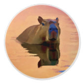 Capybara aus einem ruhigen See Keramikknauf (Vorderseite)