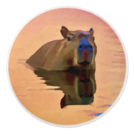 Capybara aus einem ruhigen See Keramikknauf