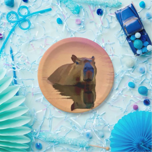 Capybara aus einem ruhigen See Pappteller (Party)