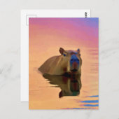 Capybara aus einem ruhigen See Postkarte (Vorne/Hinten)
