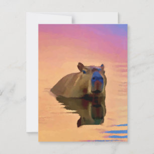 Capybara aus einem ruhigen See Postkarte