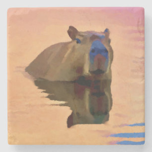Capybara aus einem ruhigen See Steinuntersetzer