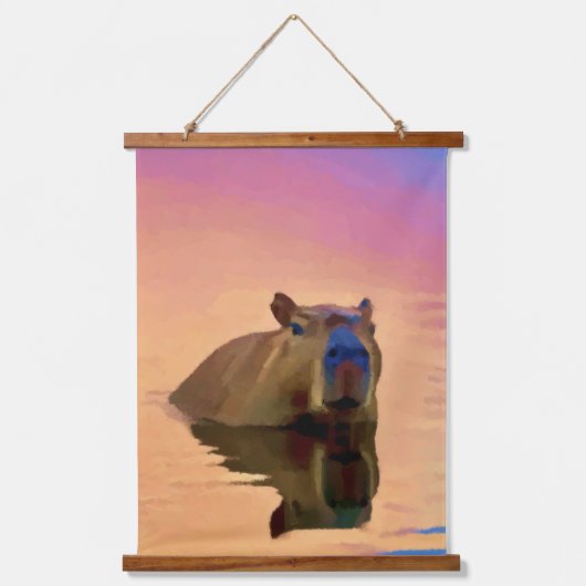 Capybara aus einem ruhigen See Wandteppich Mit Holzrahmen (Vorderseite)