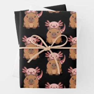 Capybara Axolotl Kawaii Tierliebhaber Zoo Tag Geschenkpapier Set