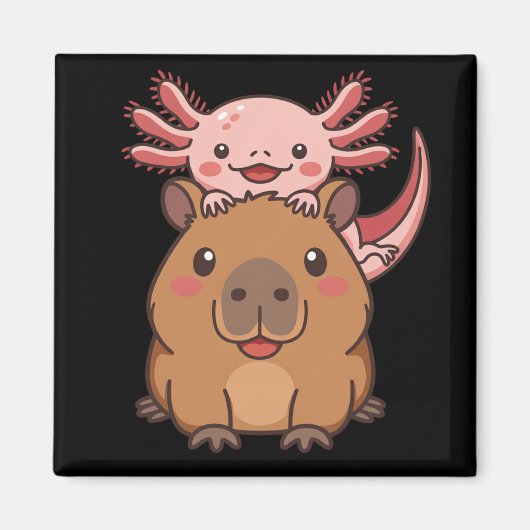 Capybara Axolotl Kawaii Tierliebhaber Zoo Tag Magnet (Vorne)