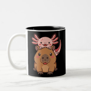 Capybara Axolotl Kawaii Tierliebhaber Zoo Tag Zweifarbige Tasse