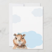 Capybara Baby Shower • Blue Bow Theme Einladung (Rückseite)