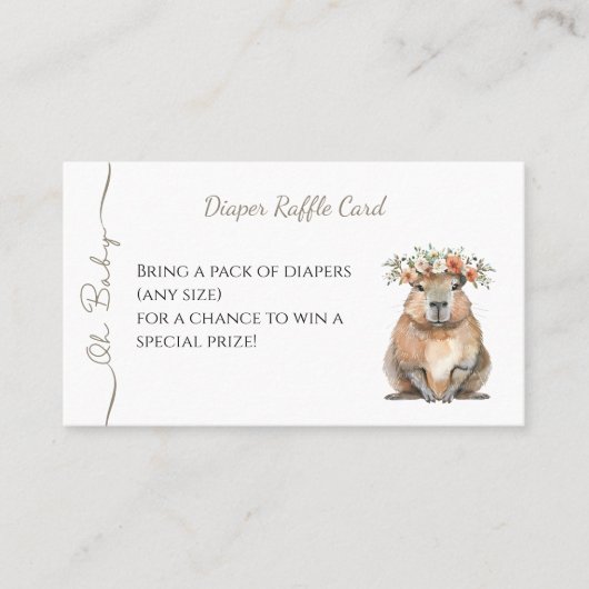 Capybara Baby Shower • Diaper Raffle Card Visitenkarte (Vorderseite)