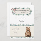 Capybara Baby Shower Invitation • Greenery Theme Einladung (Vorne/Hinten)