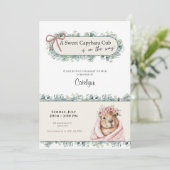 Capybara Baby Shower Invitation • Greenery Theme Save The Date (Stehend Vorderseite)