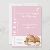 Capybara Baby Shower Invitation • Oh Baby Pink Save The Date (Vorderseite)
