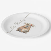 Capybara Baby Shower • Oh Baby Wildflower Pappteller (Schrägansicht)