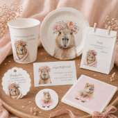 Capybara Baby Shower  Runder Aufkleber