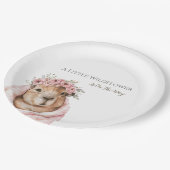 Capybara Baby Shower • Wildflower Paper Plate Pappteller (Schrägansicht)