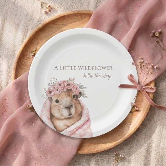 Capybara Baby Shower • Wildflower Paper Plate Pappteller
