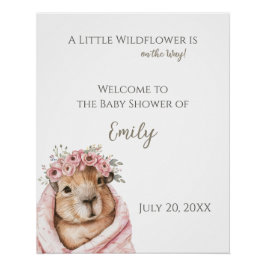 Capybara Baby Shower • Wildflower Sign Poster