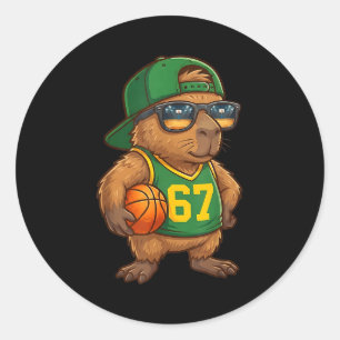 Capybara Basketball 67 Gen Alpha Slang Srts Männer Runder Aufkleber