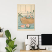Capybara Bath Print Japanese Ukiyo-e Animal Art Poster (Heimbüro)