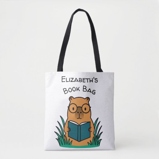 Capybara beim Lesen eines Buches Tasche (Vorderseite)