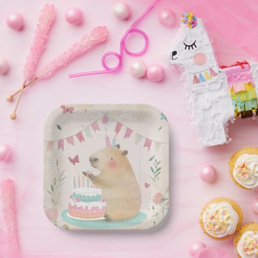 Capybara Birthday Bash Party Decor Papierplatte Pappteller (Party)