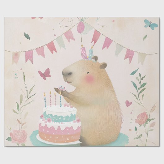 Capybara Birthday Bash Party Decorationspapier Geschenkpapier (Flach)