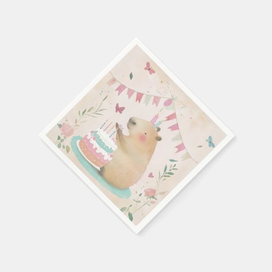 Capybara Birthday Bash Party Dekoration Papier Nap Serviette (Ecke)