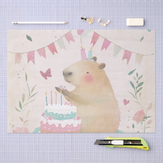 Capybara Birthday Bash Party Dekorationspapier Seidenpapier (Handwerk)