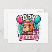 Capybara Birthday Bash - Quirky Party Animal Postkarte (Vorne/Hinten)