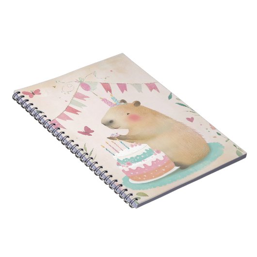 Capybara Birthday Bash Spiral Notebook Notizblock (Rechte Seite)