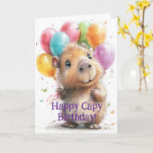 Capybara Birthday Card • Cute Balloon Design Karte (Gelbe Blume)