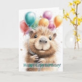 Capybara Birthday Card • Cute Balloon Design Karte (Gelbe Blume)