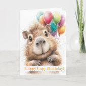 Capybara Birthday Card • Cute Balloon Design Karte (Vorderseite)